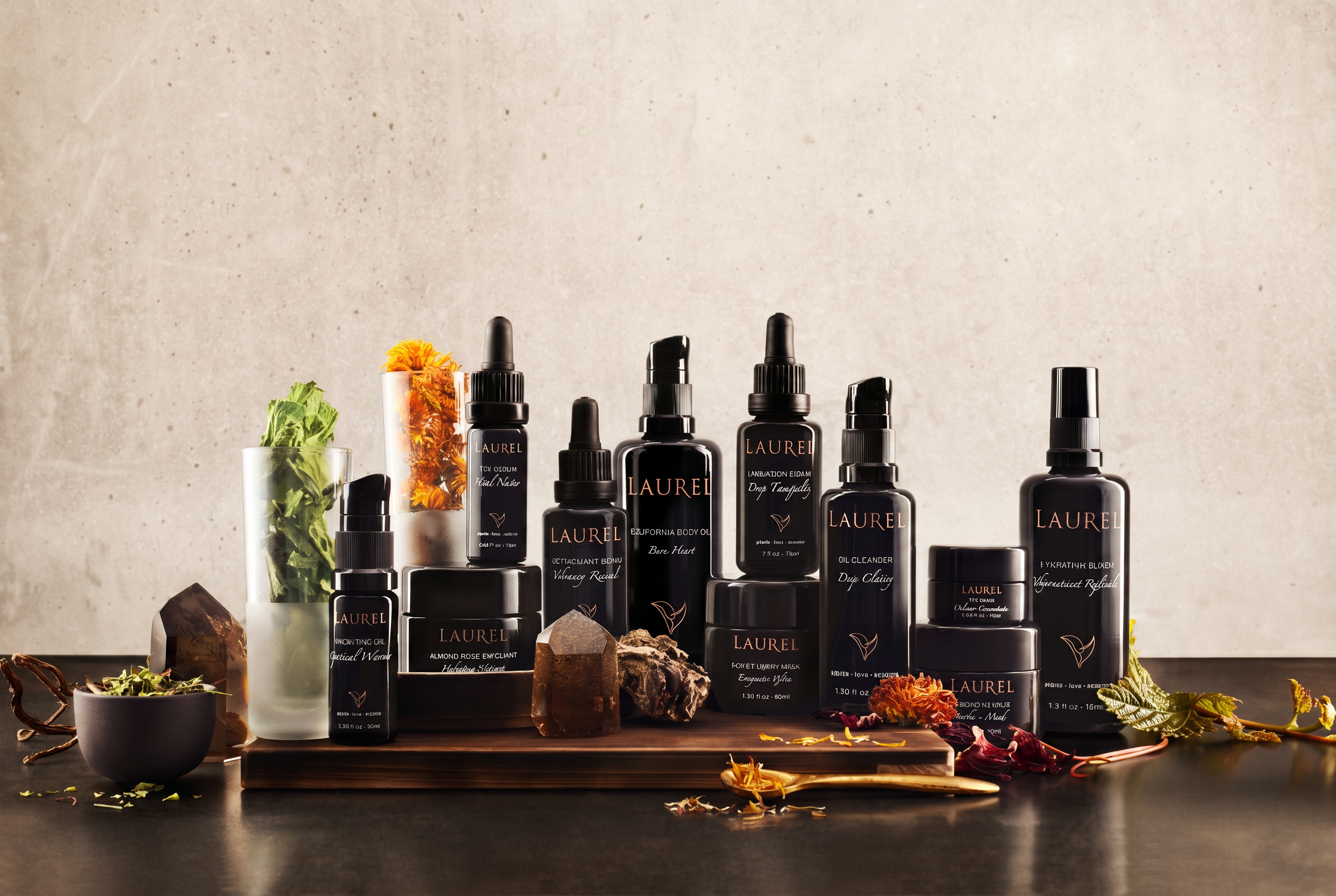Clean skincare bottles